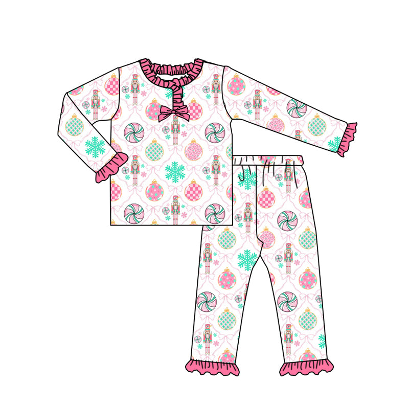 (Pre-order)GLP2770 Nutcracke* Soldier Candy Print Girls Christmas Pajamas Clothes Set