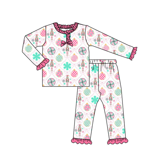 (Pre-order)GLP2770 Nutcracke* Soldier Candy Print Girls Christmas Pajamas Clothes Set