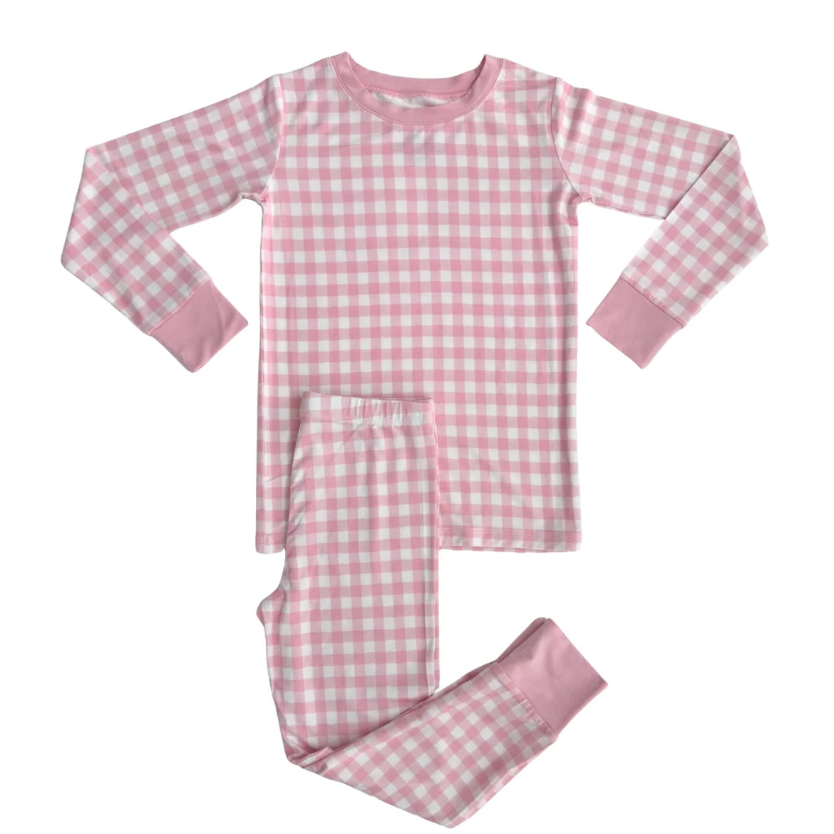 (Pre-order)BLP1278  Pink Plaid Print Girls Fall Pajamas Clothes Set