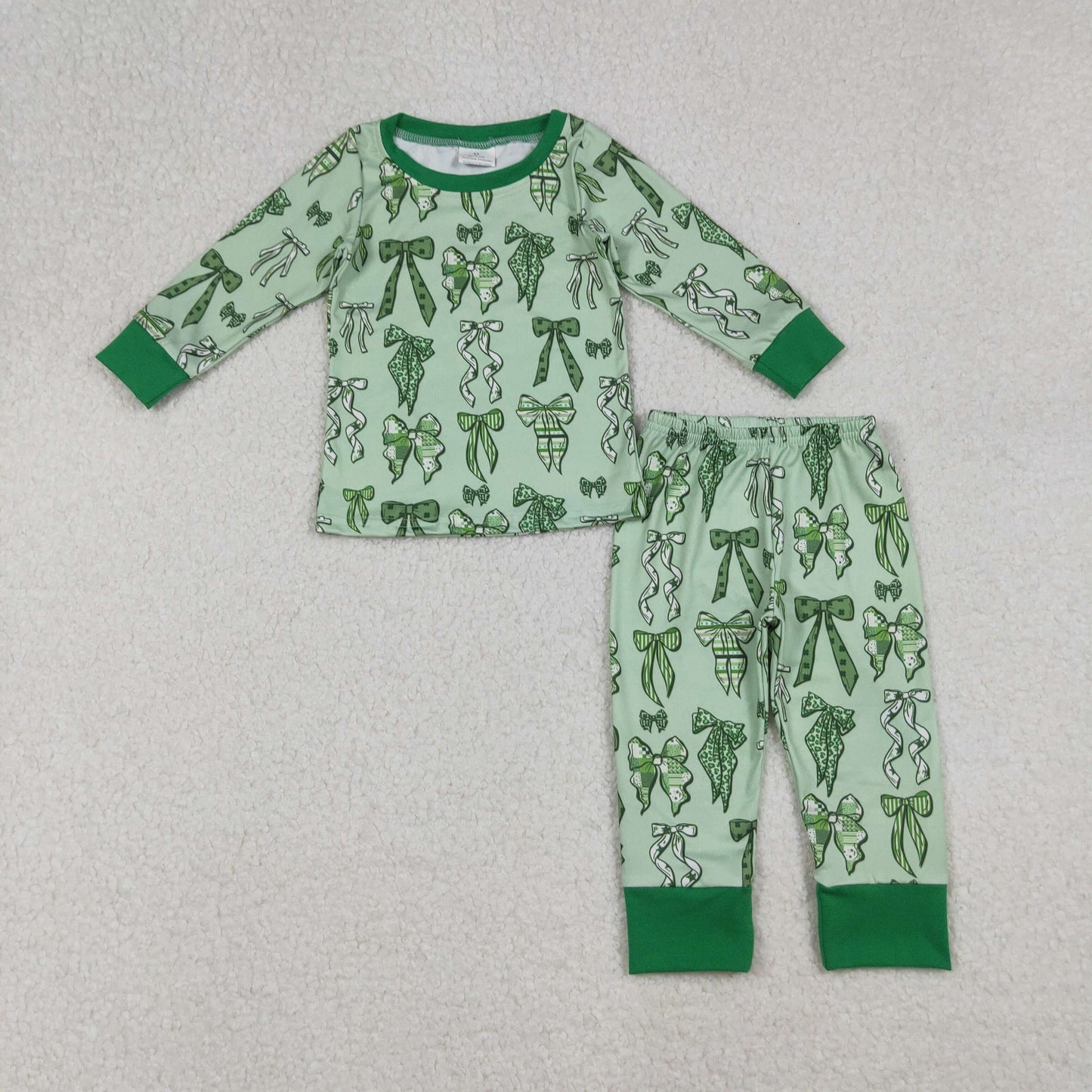 Green Bows Girls St.Patrick's Day Pajamas Clothes Sisters Matching Wear
