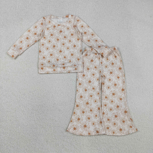 GLP2877 Flowers Top Bell Pants Girls Clothes Set