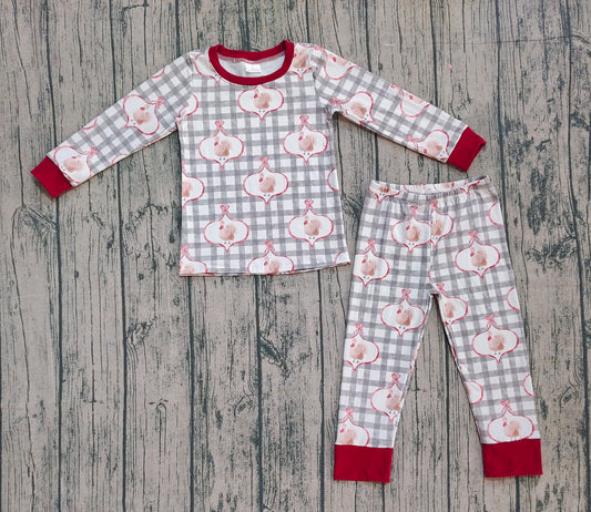 (Pre-order)GLP2885 Turky Plaid Print Girls Thanksgiving Pajamas Clothes Set