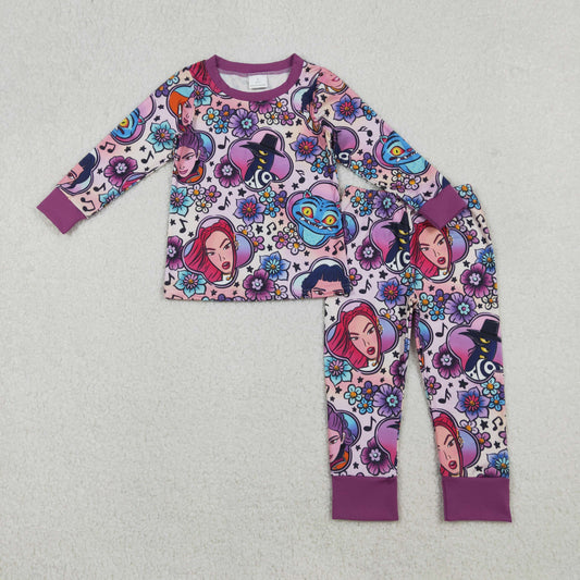 GLP2917  Cartoon Demon Movie Flowers Print Girls Pajamas Clothes Set