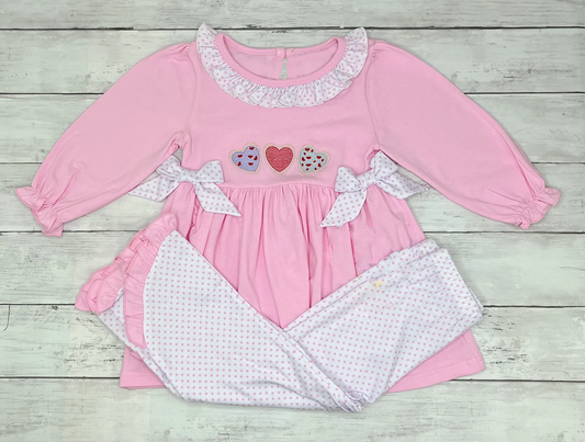 (Pre-order)GLP2980 Heart Pink Tunic Top Dots Pants Girls Valentine's Day Clothes Set