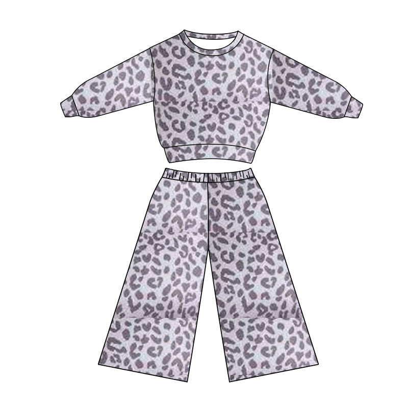 (Pre-order)GLP3113 Leopard Top Pants Girls Fall Clothes Set