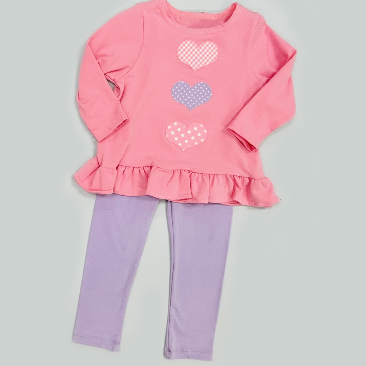 (Pre-order)GLP3175 Heart Pink Top Purple Pants Girls Valentine's Day Clothes Set