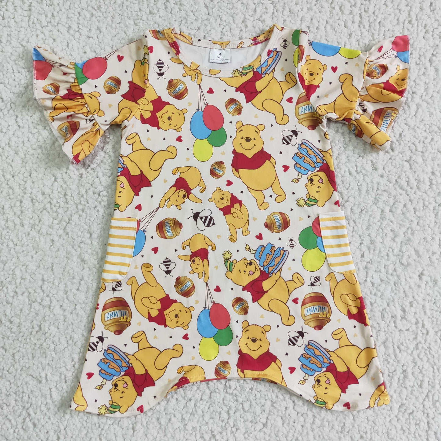 (Promotion) Cartoon Bear Winni* Print Girls Clothes Sisters Matching Wear