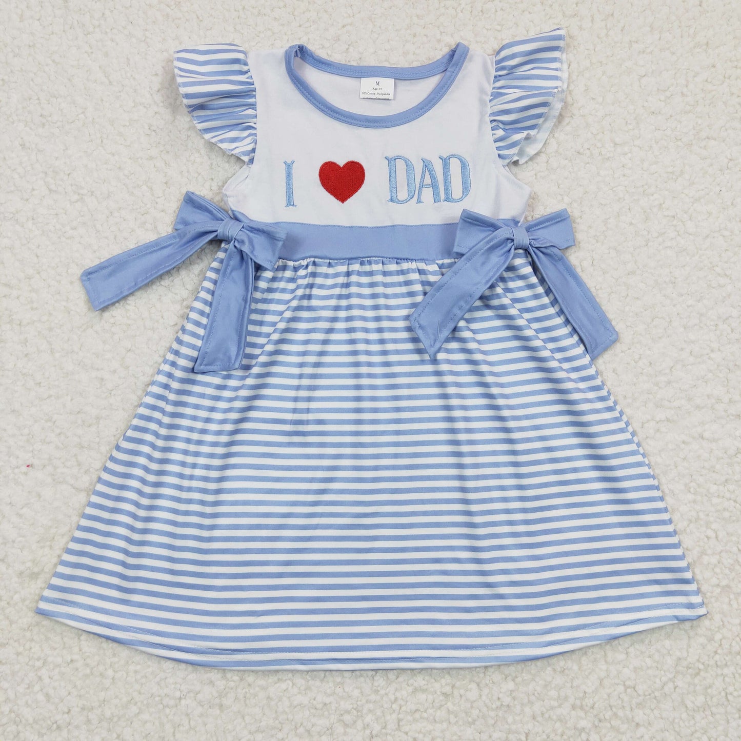 I LOVE DAD Embroidery Blue Print Sibling Father's Day Matching Clothes