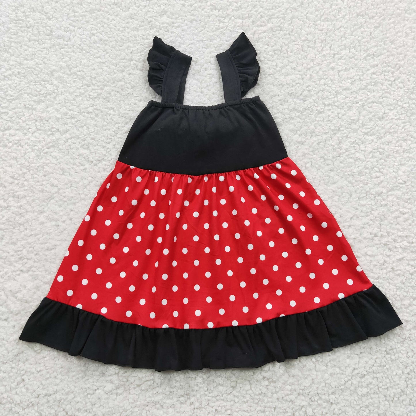 GSD0344 Girls black red dots print cartoon design dress