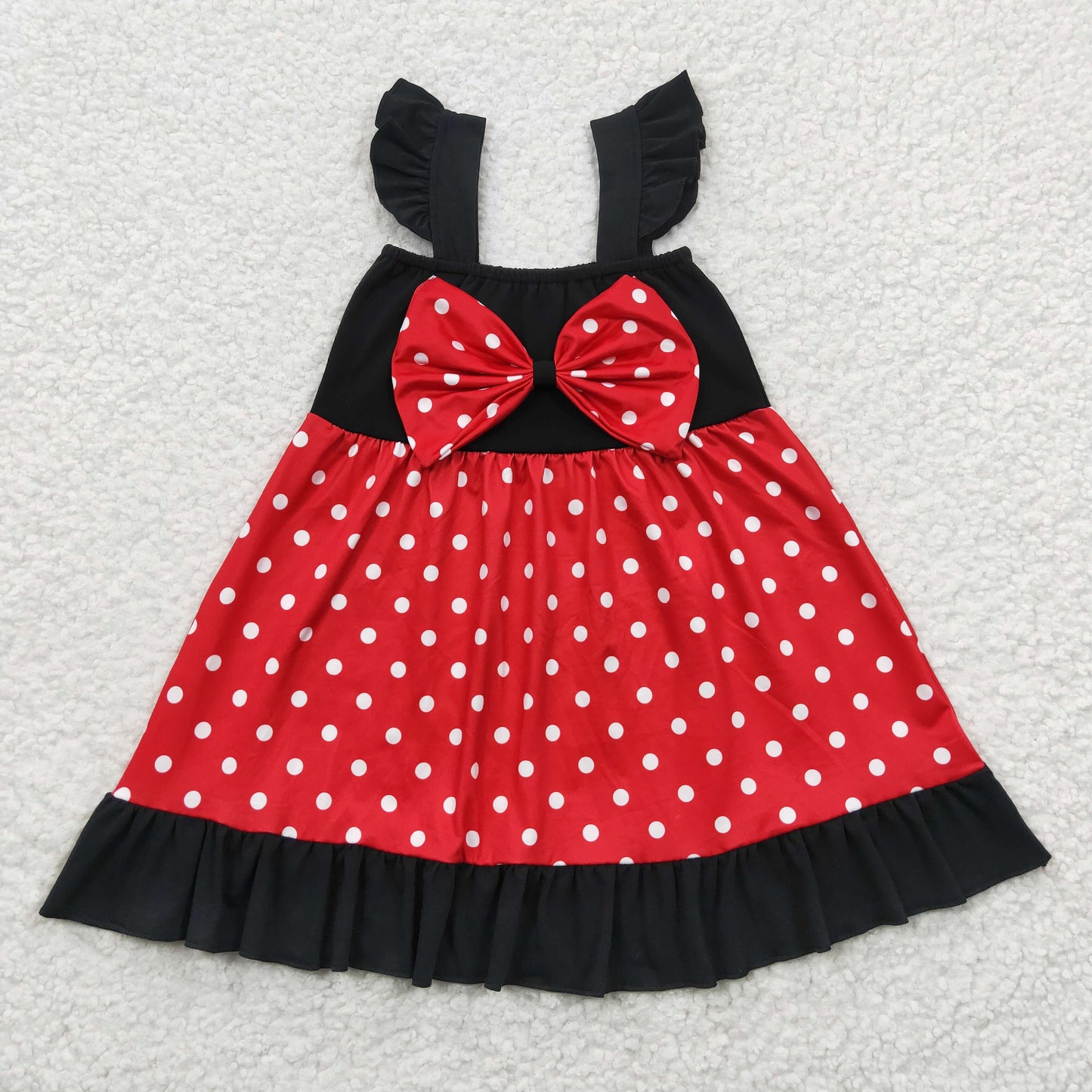 GSD0344 Girls black red dots print cartoon design dress