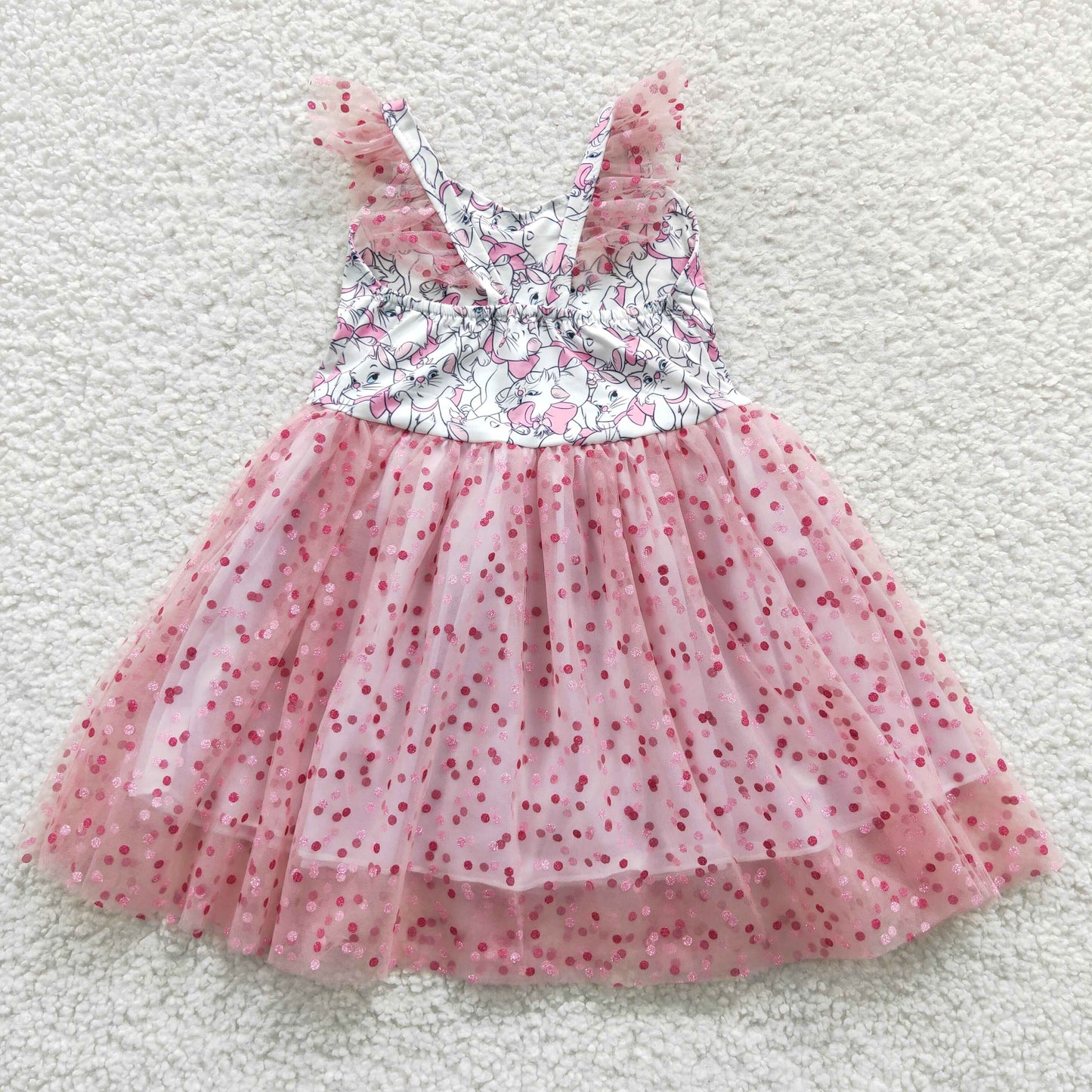 GSD0360 Pink cartoon cat tulle dress