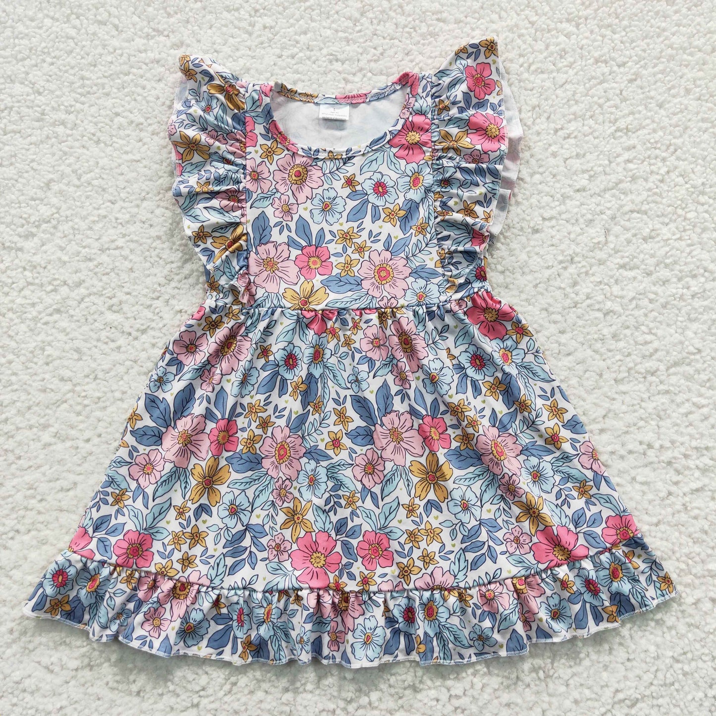 GSD0363 Girls flutter sleeves flowers summer dress