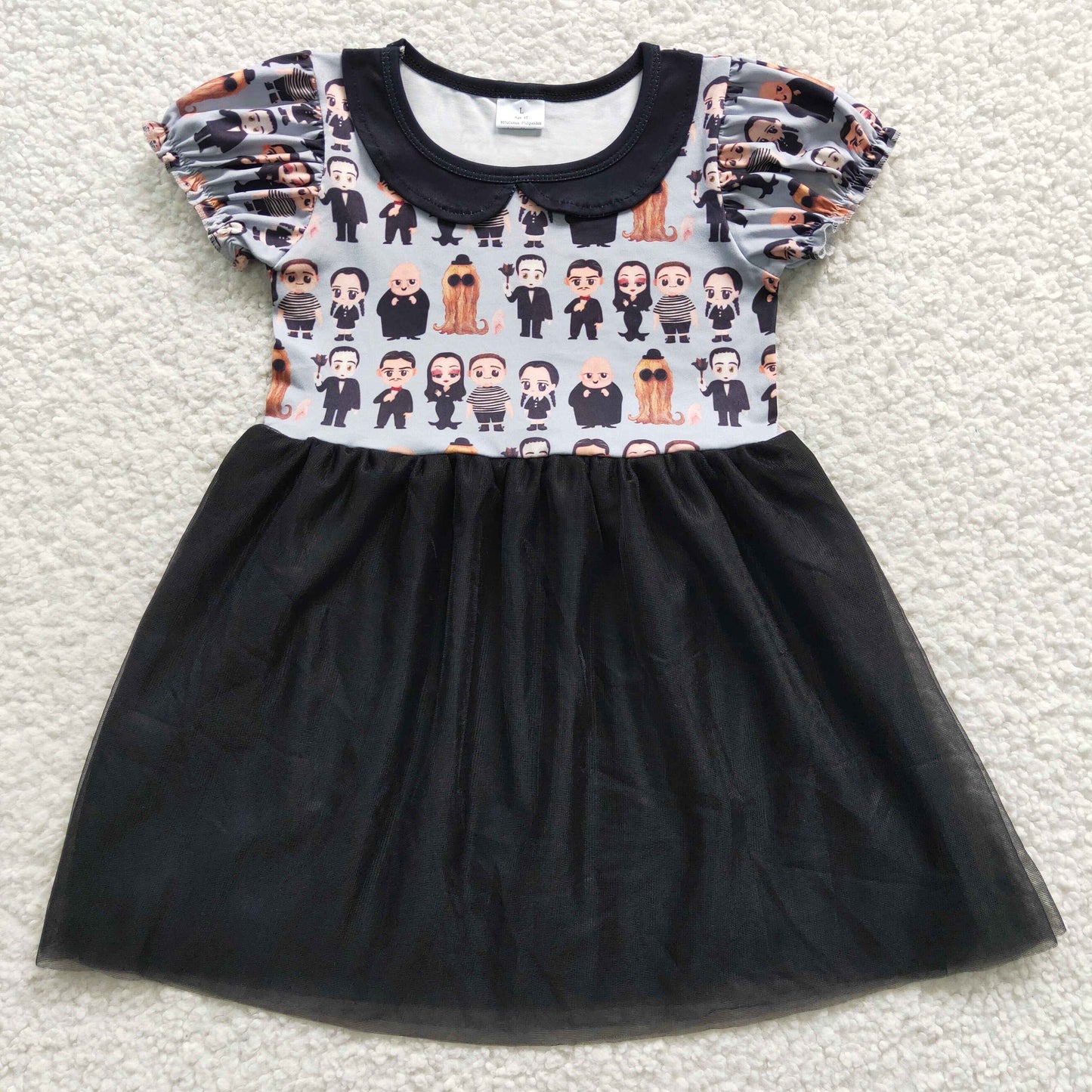 GSD0397 Girls Wednesday black design tulle Halloween dress