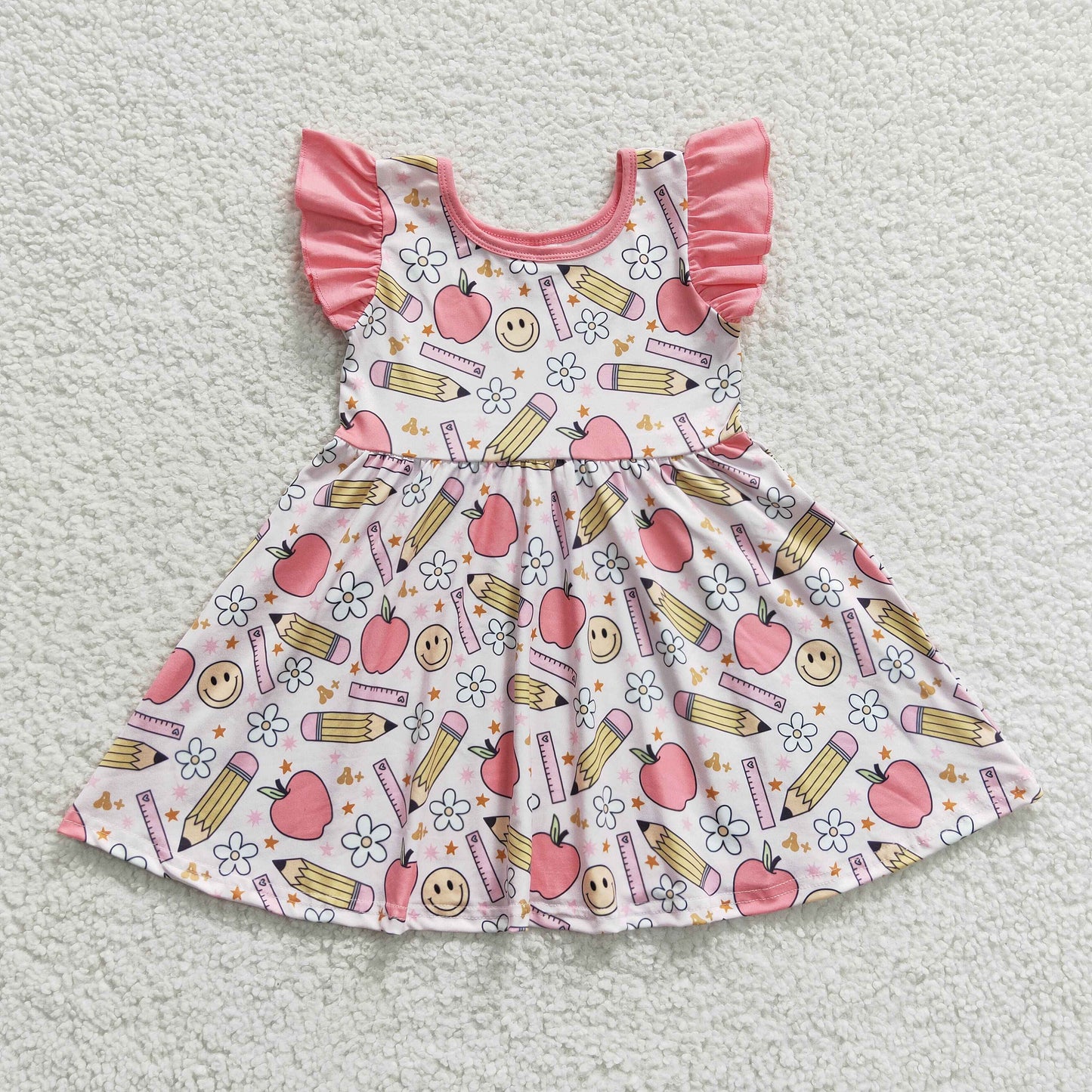 GSD0406 Girls smiling flowers back to school dress