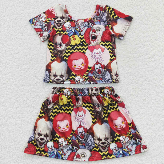 GSD0425 Girls red clown skirt Halloween clothes set