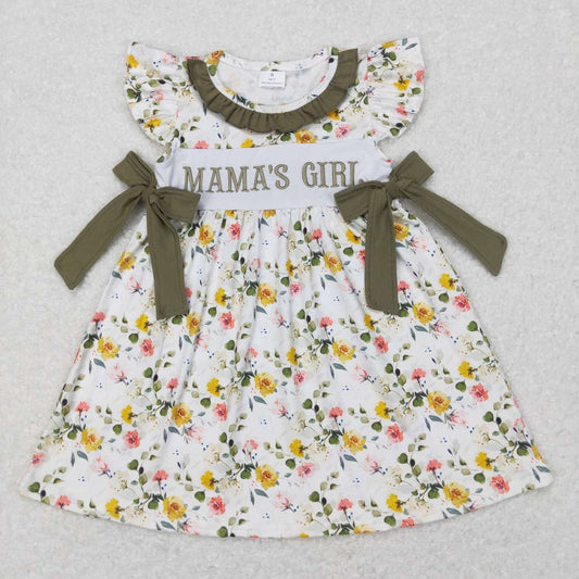 GSD0507 Mama's Girl Embroidery Flowers Print Knee Length Dress