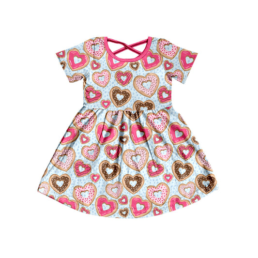 (Pre-order)GSD0509 Doughnut Heart Print Knee Length Valentine's Dress
