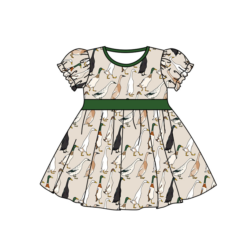 (Pre-order)GSD0530 Duck Print Go Hunting Knee Length Dress