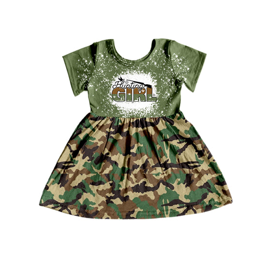 (Pre-order)GSD0558 Green Camo Hunting Girl Knee Length Dress