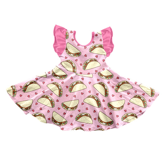 (Pre-order)GSD0603  Taco Hearts Print Girls Valentine's Dress