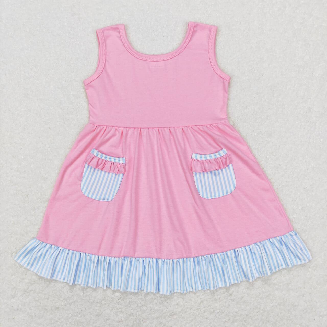 GSD0608 Pink Pockets Girls Knee Length Dress