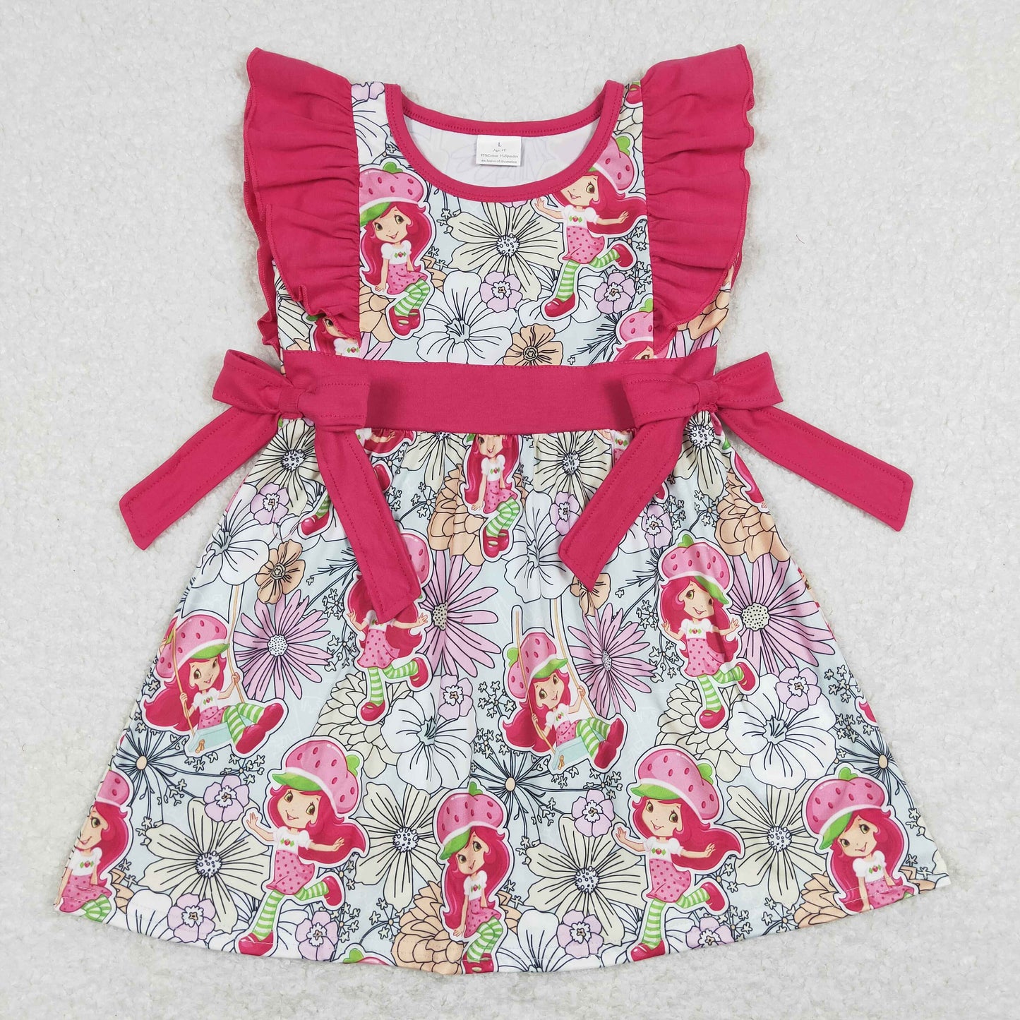 GSD0613 Strawberry Girl Flowers Print Summer Dress