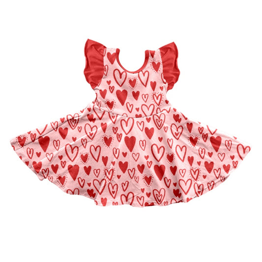(Pre-order)GSD0625 Heart Print Girls Valentine's Dress