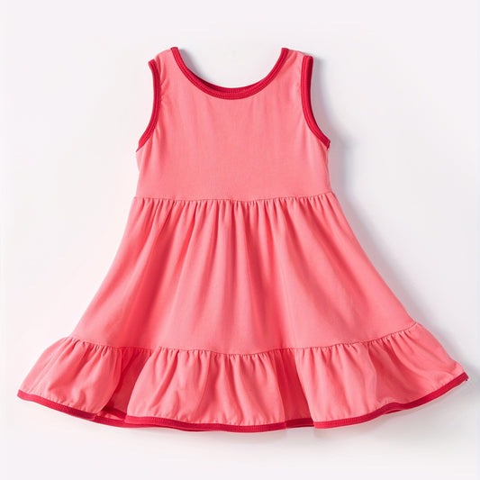 (Pre-order)GSD0656 Pink Girls Knee Length Dress