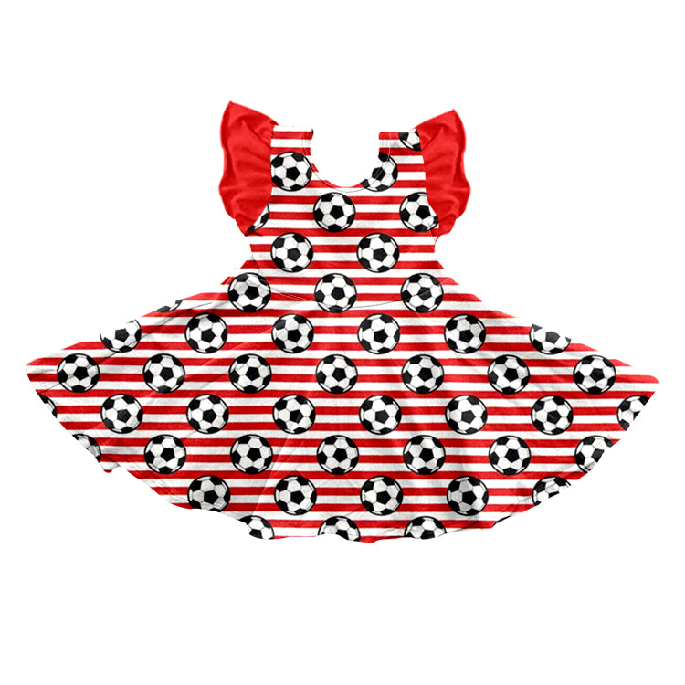 (Pre-order)GSD0671 Soccer Print Girls Knee Length Dress