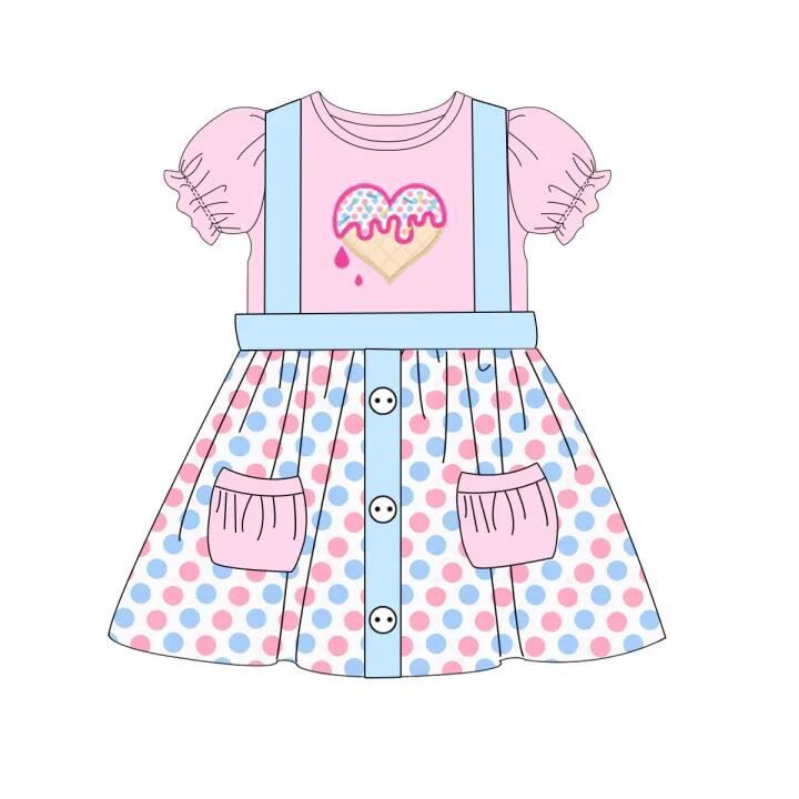 (Pre-order)GSD0676 Sweet Hearts Print Girls Suspender Skirts Valentine's Cothes Set