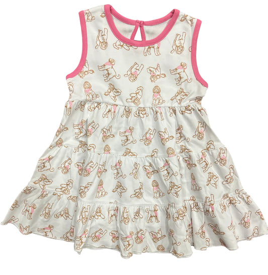 (Pre-order)GSD0796 Dog Print Girls Summer Knee Length Dress