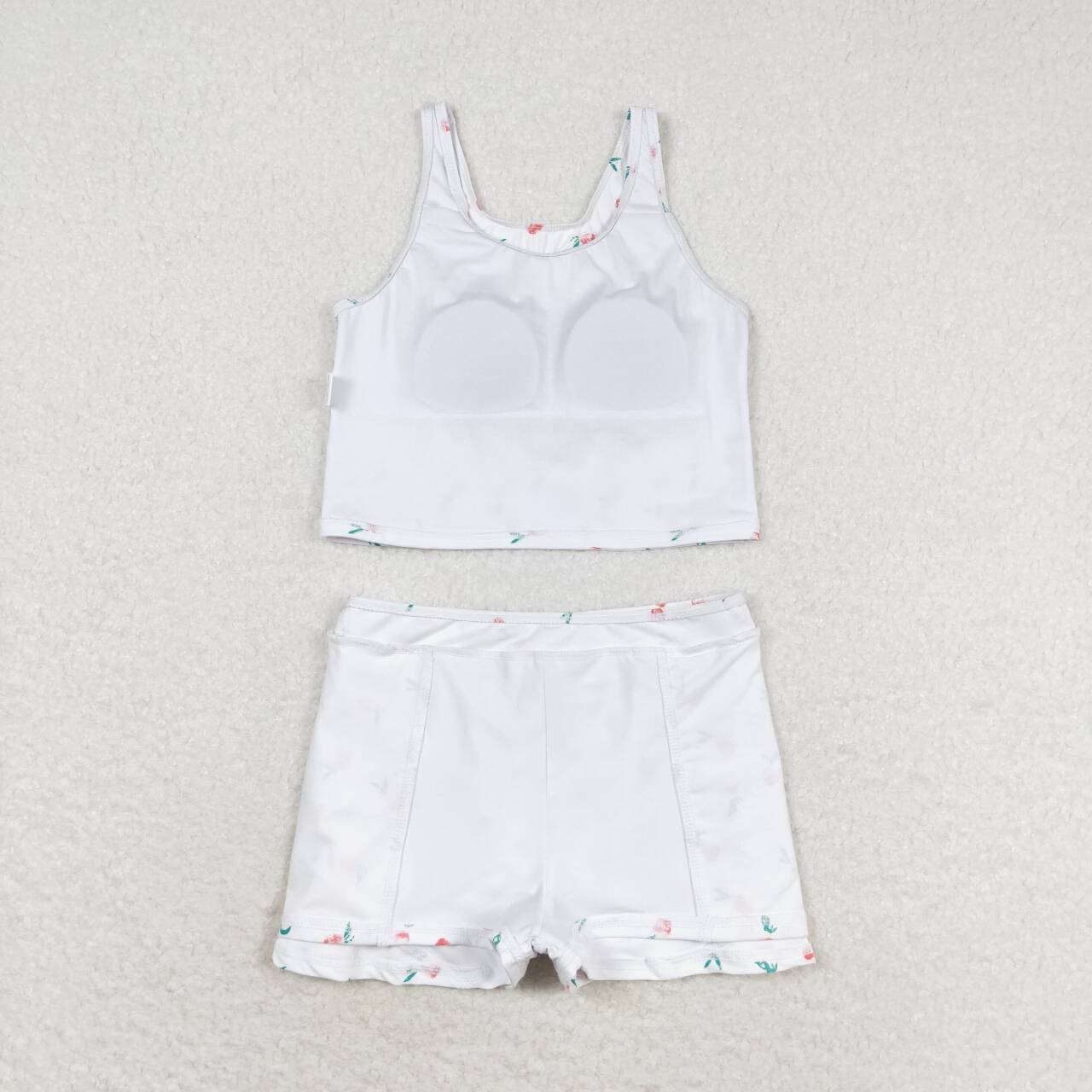 GSD0993  Peach Print Girls 2 Pieces Swimsuits