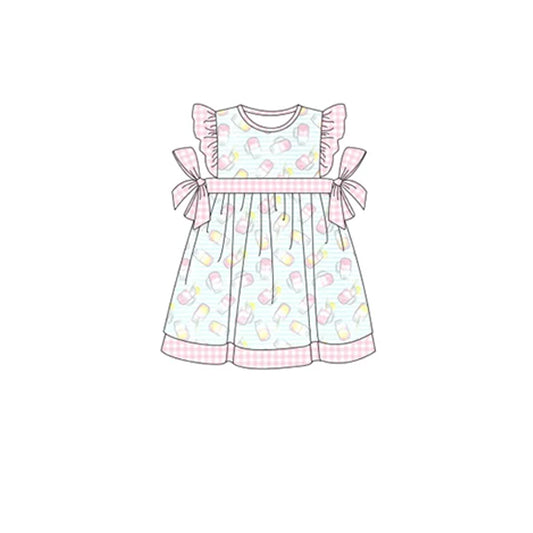 (Pre-order)GSD1107  Juice Print Girls Knee Length Summer Dress