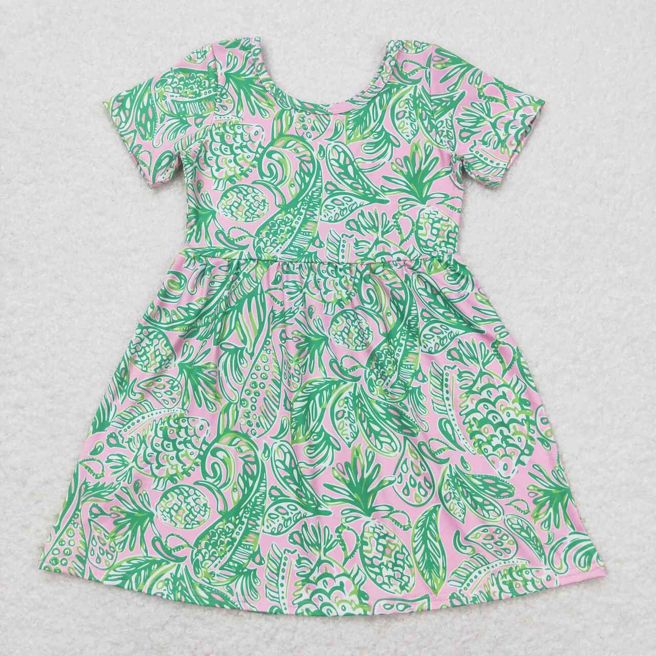 Green Water Flowers Seaweed Print Sibling Summer Matching Clothes