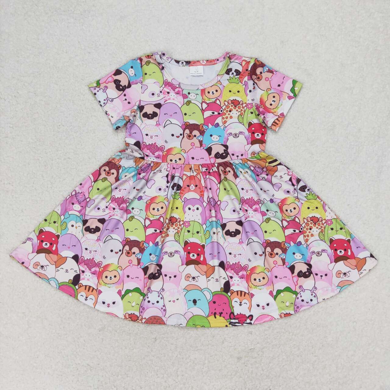 GSD1193  Squishmellows Print Girls Knee Length Summer Dress