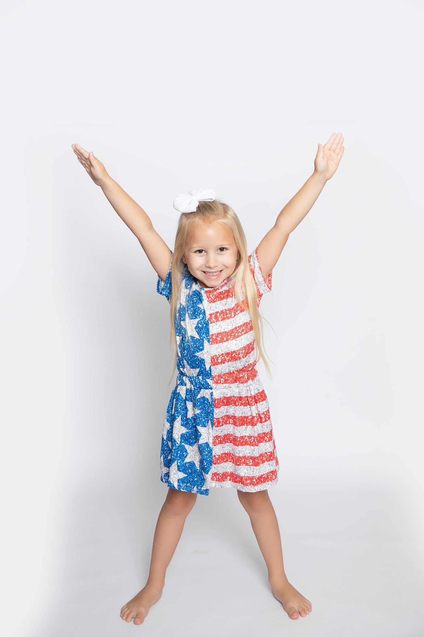 GSD1263 Stars Red Stripes Print Girls 4th of July Clothes Set