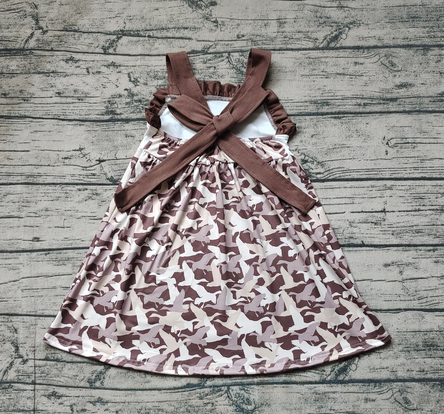 (Pre-order)GSD1272 Camo Duck Turkey Deer Print Girls Knee Length Summer Dress