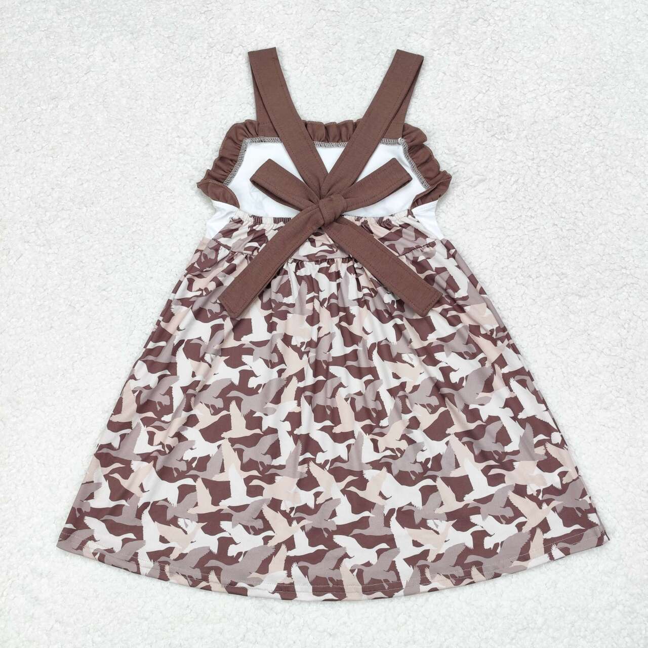 GSD1272 Brown Camo Duck Turkey Deer Print Girls Knee Length Summer Dress