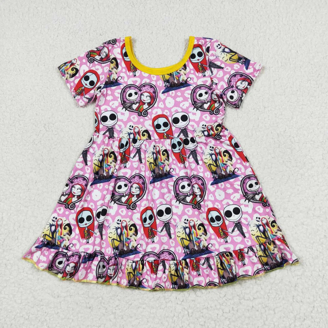 Pink Leopard Heart Cartoon Characters Print Sisters Halloween Clothes