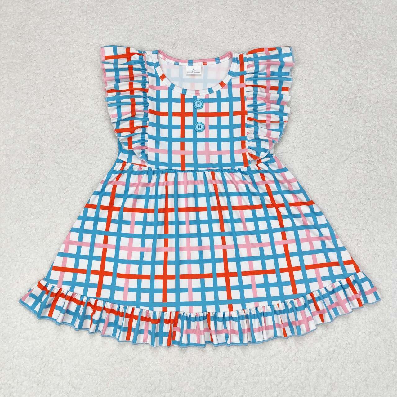 GSD1331 Plaid Print Girls Knee Length Fall Dress