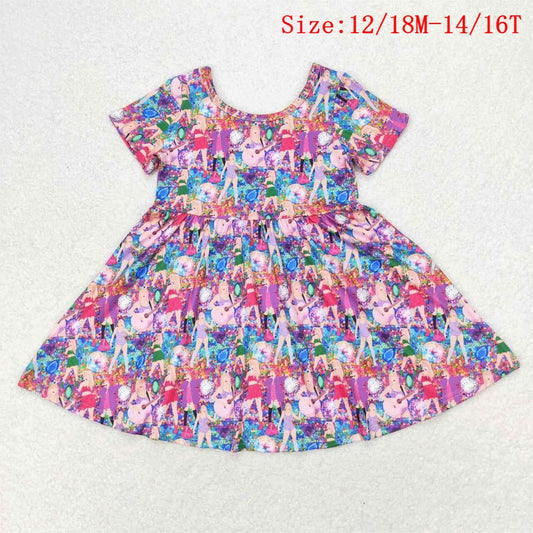 GSD1335 Singer Swiftie Colorful Print Girls Knee Length Summer Dress