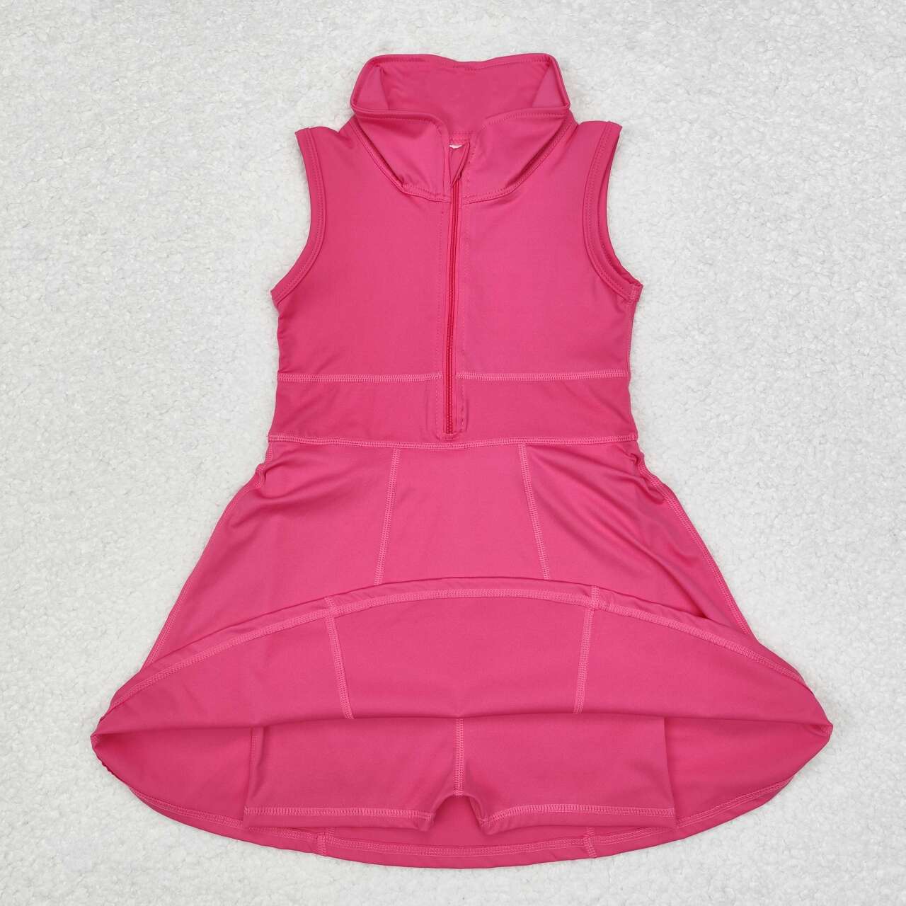 GSD1379 Hotpink Color Girls Knee Length Zipper Athletic Dress