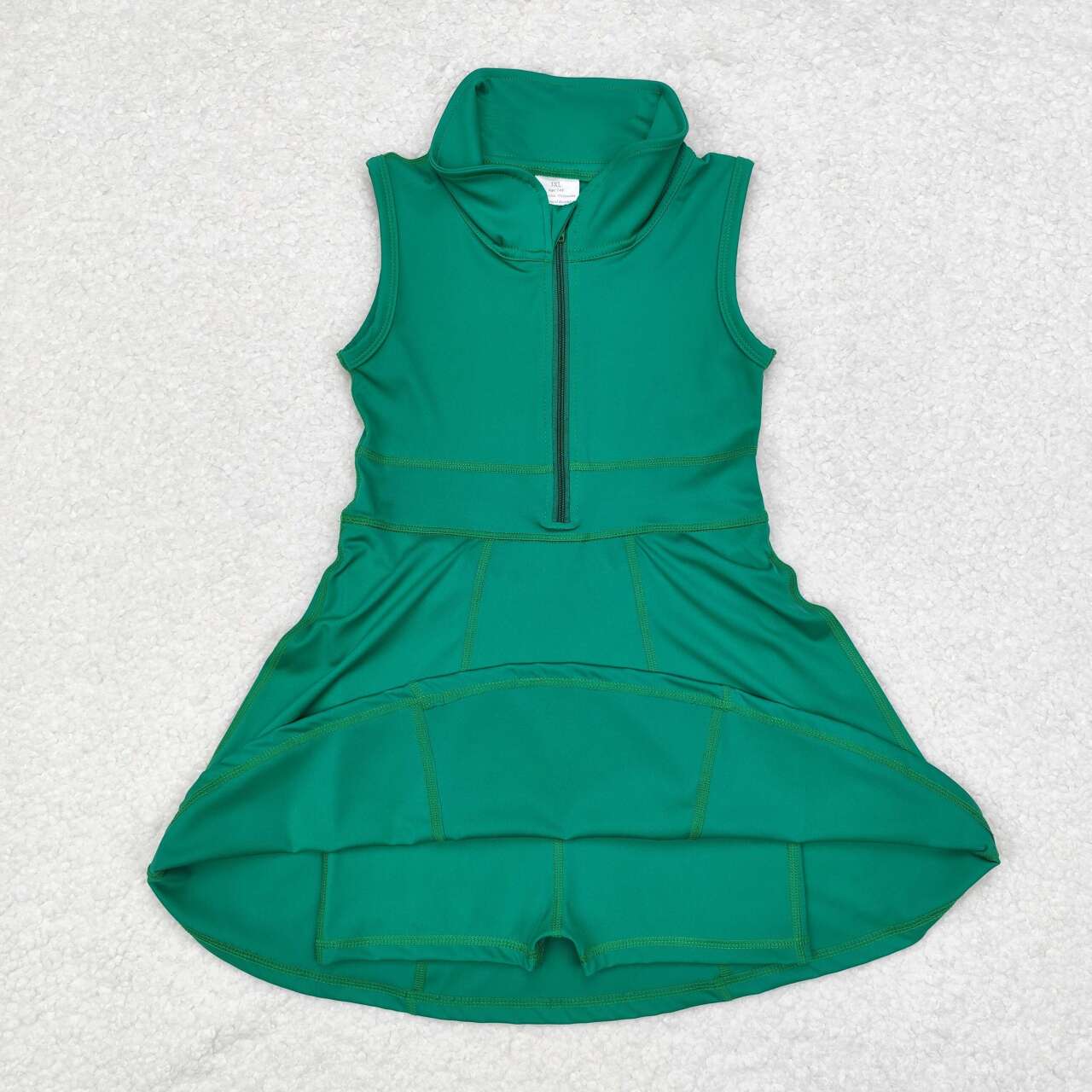 GSD1380 Green Color Girls Knee Length Zipper Athletic Dress