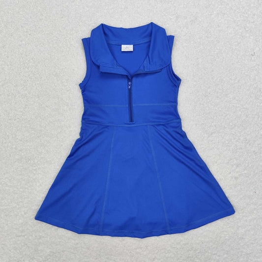 GSD1381 Blue Color Girls Knee Length Zipper Athletic Dress