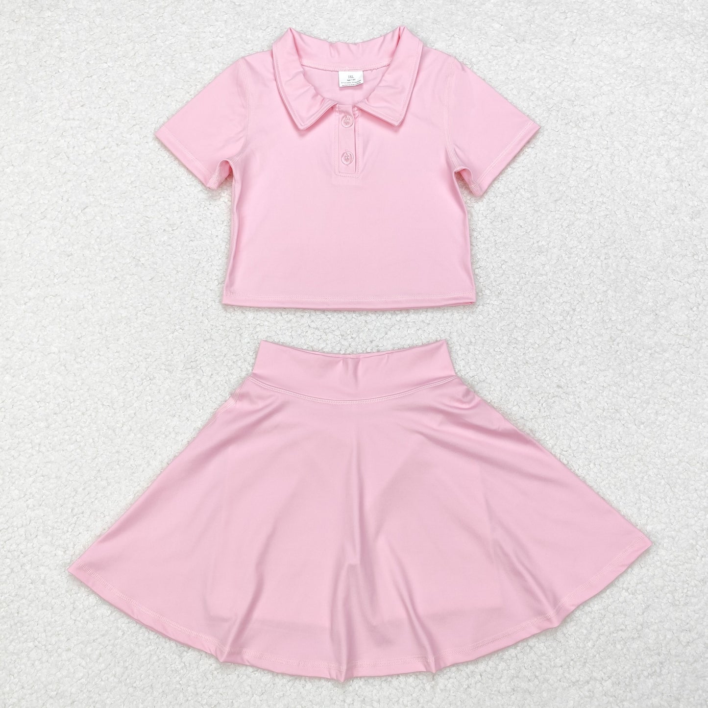 GSD1393 Pink Color Skirts Girls Active Wear Athletic Clothes Set