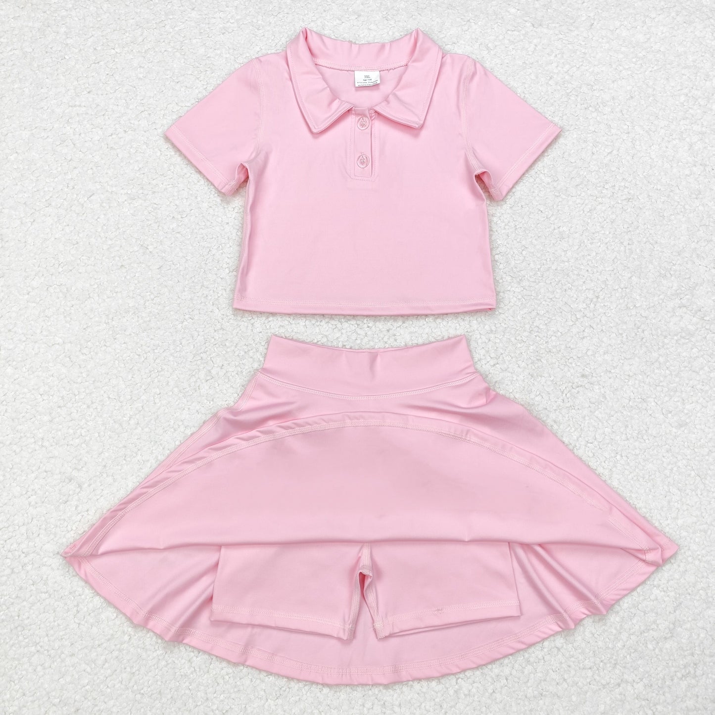 GSD1393 Pink Color Skirts Girls Active Wear Athletic Clothes Set