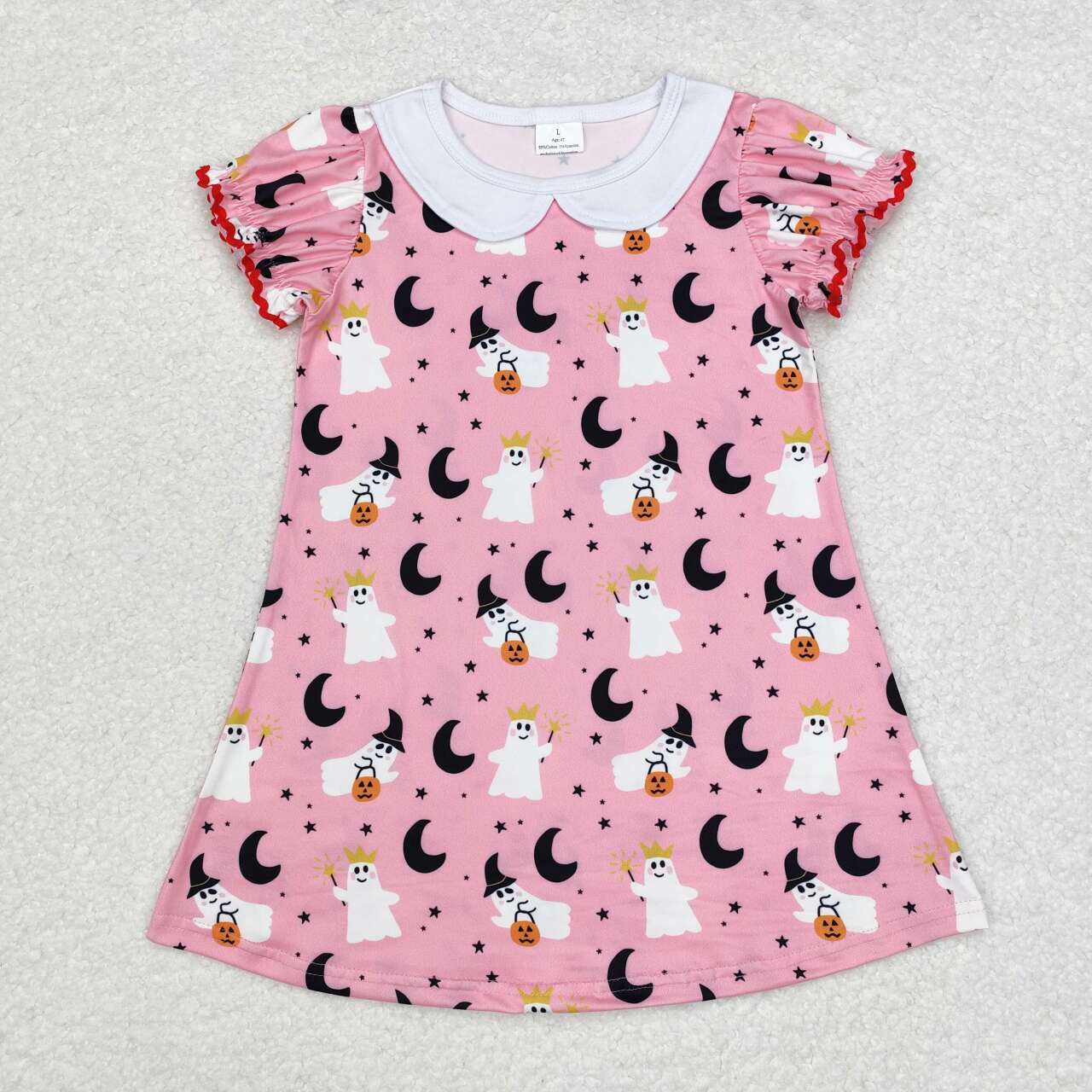 GSD1400 Ghost Pumpkin Pink Print Girls Knee Length Halloween Dress