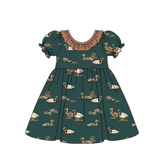 (Pre-order)GSD1480 Duck Print Girls Knee Length Dress