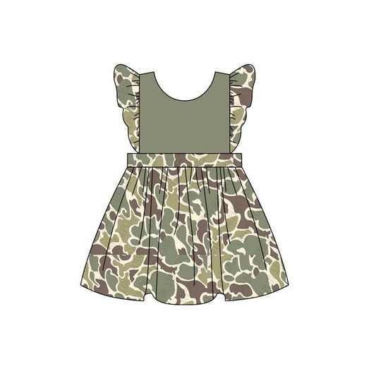 (Pre-order)GSD1534 Camo Print Girls Hunting Knee Length Dress