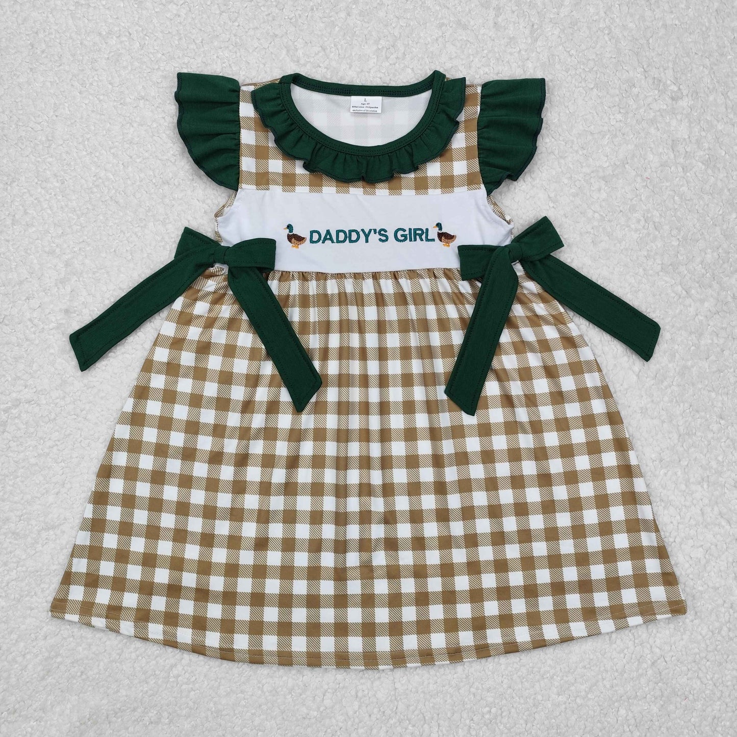 Daddy's Boy & Girl Duck Embroidery Plaid Print Sibling Summer Matching Clothes